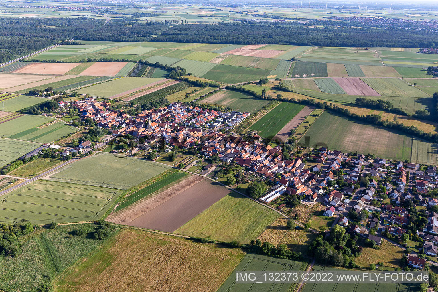 Erlenbach bei Kandel in the state Rhineland-Palatinate, Germany from the plane