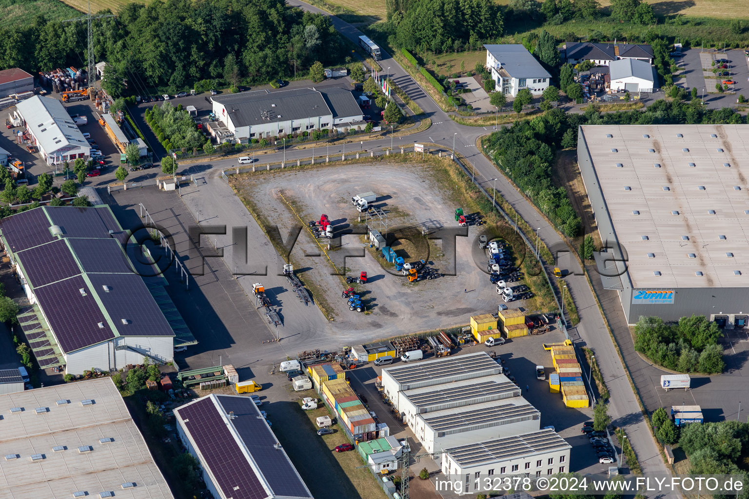 Daimler truck warehouse on former disco parking lot in the district Minderslachen in Kandel in the state Rhineland-Palatinate, Germany