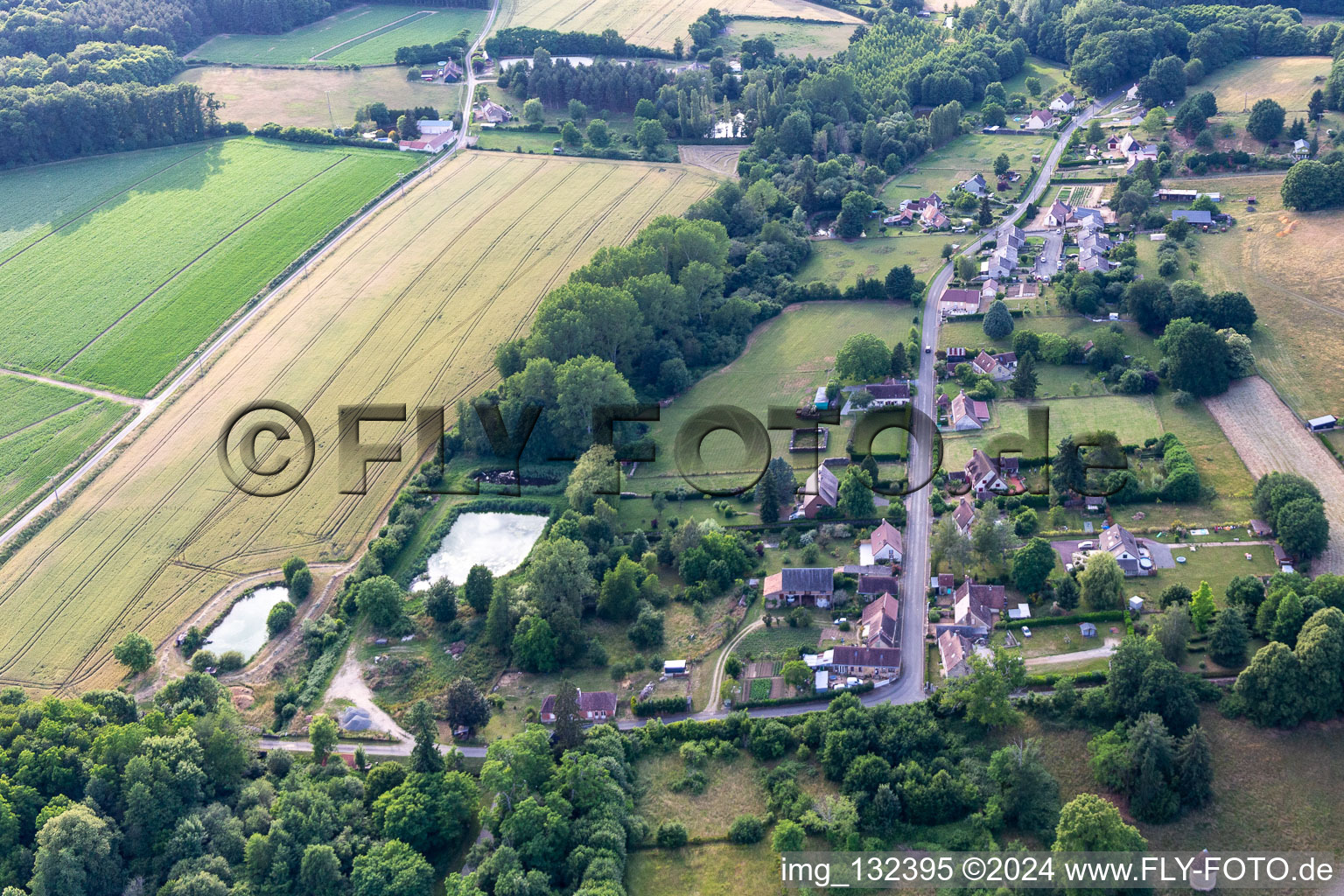 Aerial photograpy of Semur-en-Vallon in the state Sarthe, France