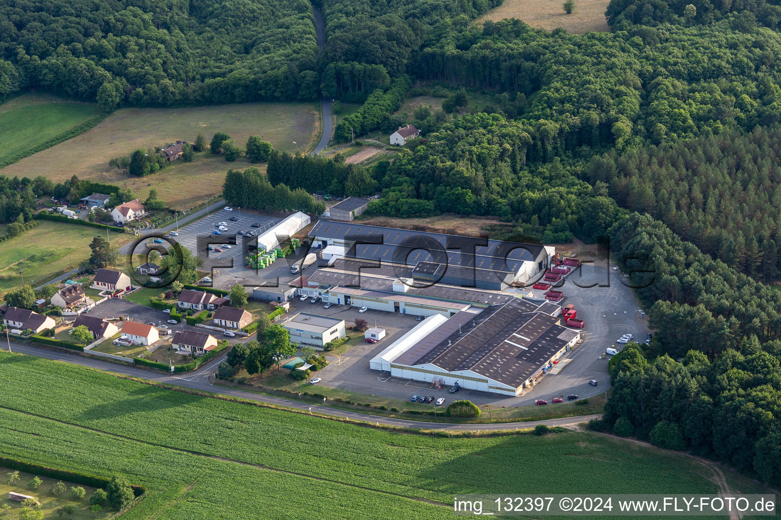 Aerial view of Metaseval in Semur-en-Vallon in the state Sarthe, France