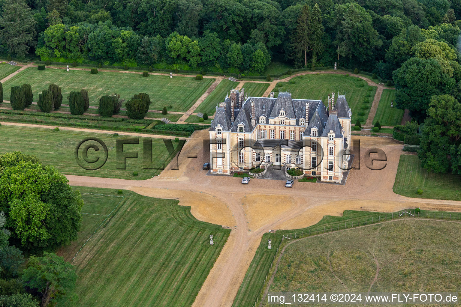 Aerial photograpy of The Domaine de La Pierre in Coudrecieux in the state Sarthe, France