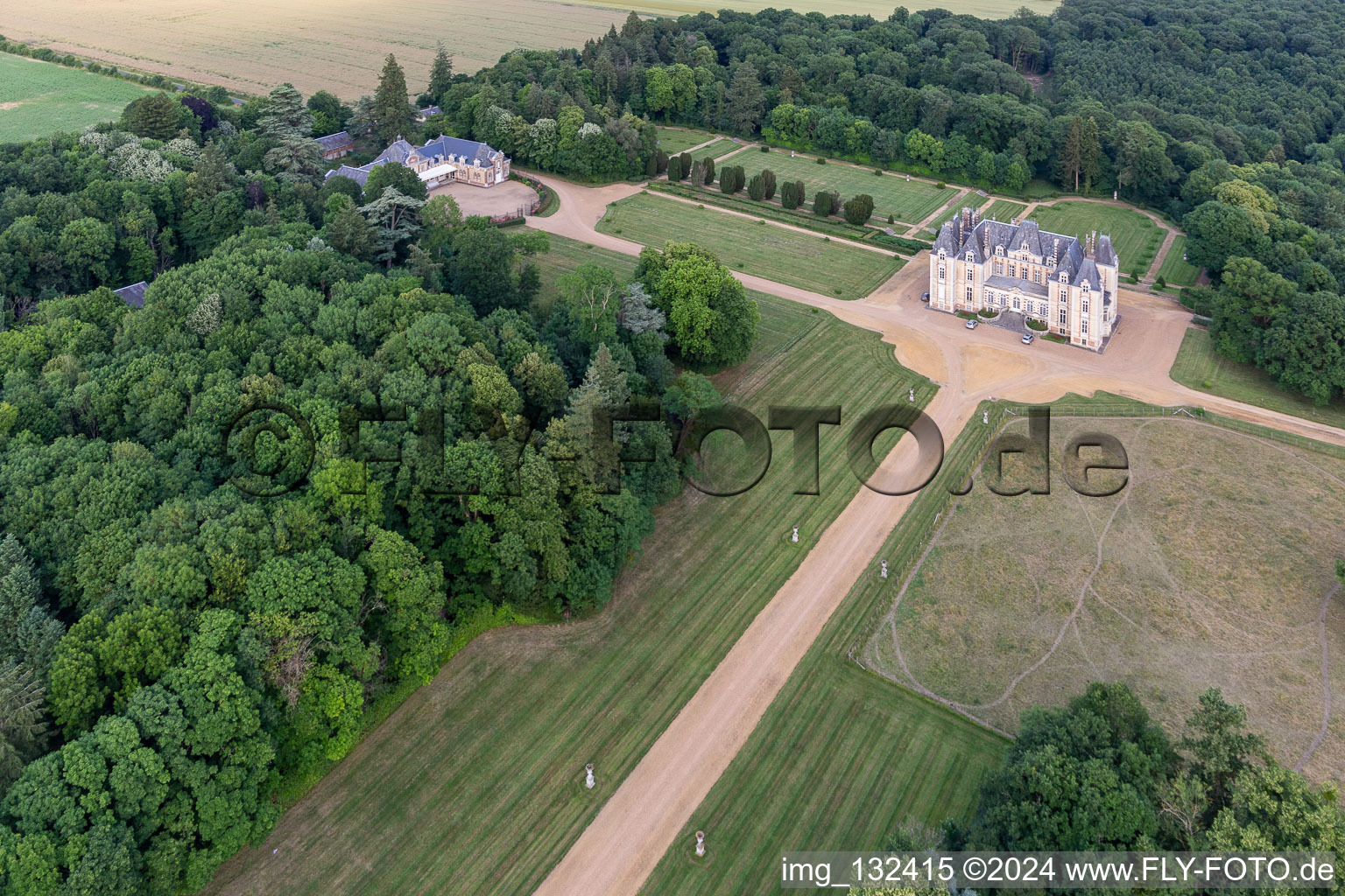 Oblique view of The Domaine de La Pierre in Coudrecieux in the state Sarthe, France