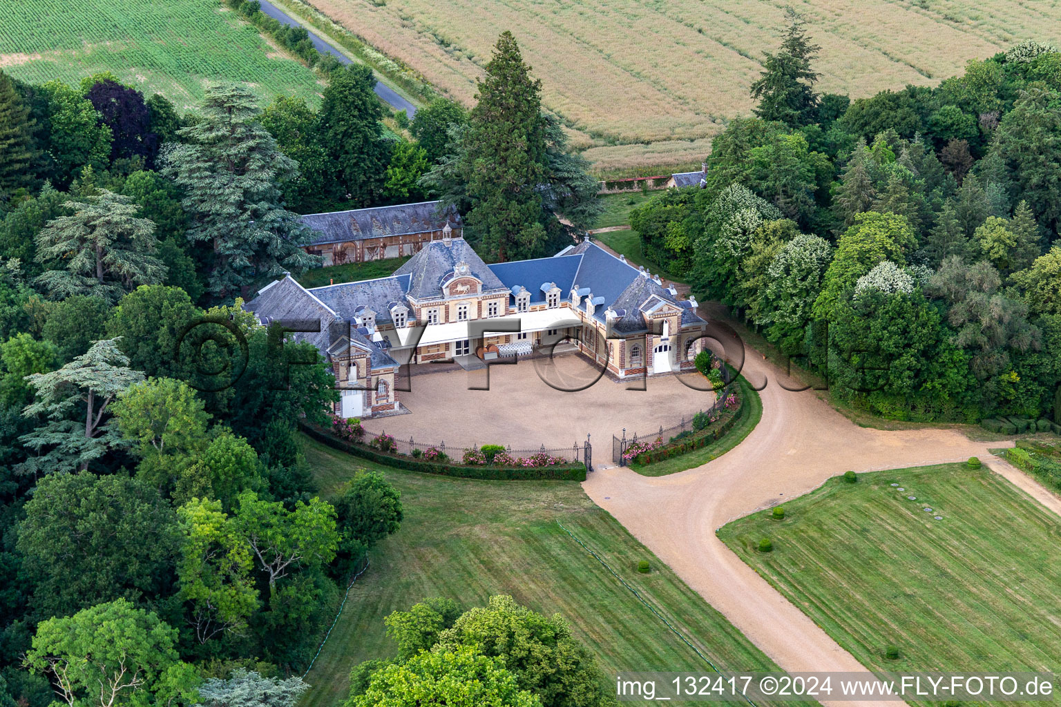 The Domaine de La Pierre in Coudrecieux in the state Sarthe, France out of the air