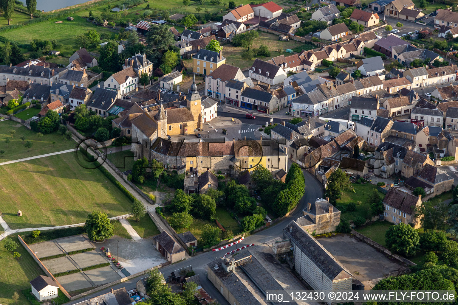 Aerial view of Castle of Bouloire in Bouloire in the state Sarthe, France