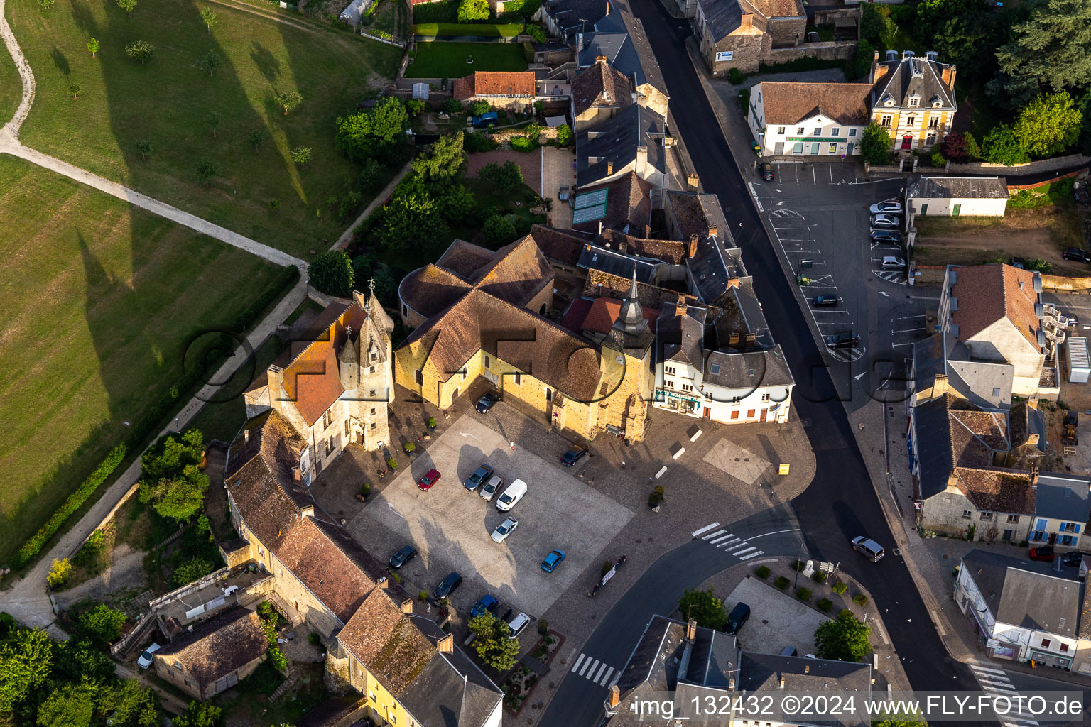 Aerial photograpy of Castle of Bouloire in Bouloire in the state Sarthe, France