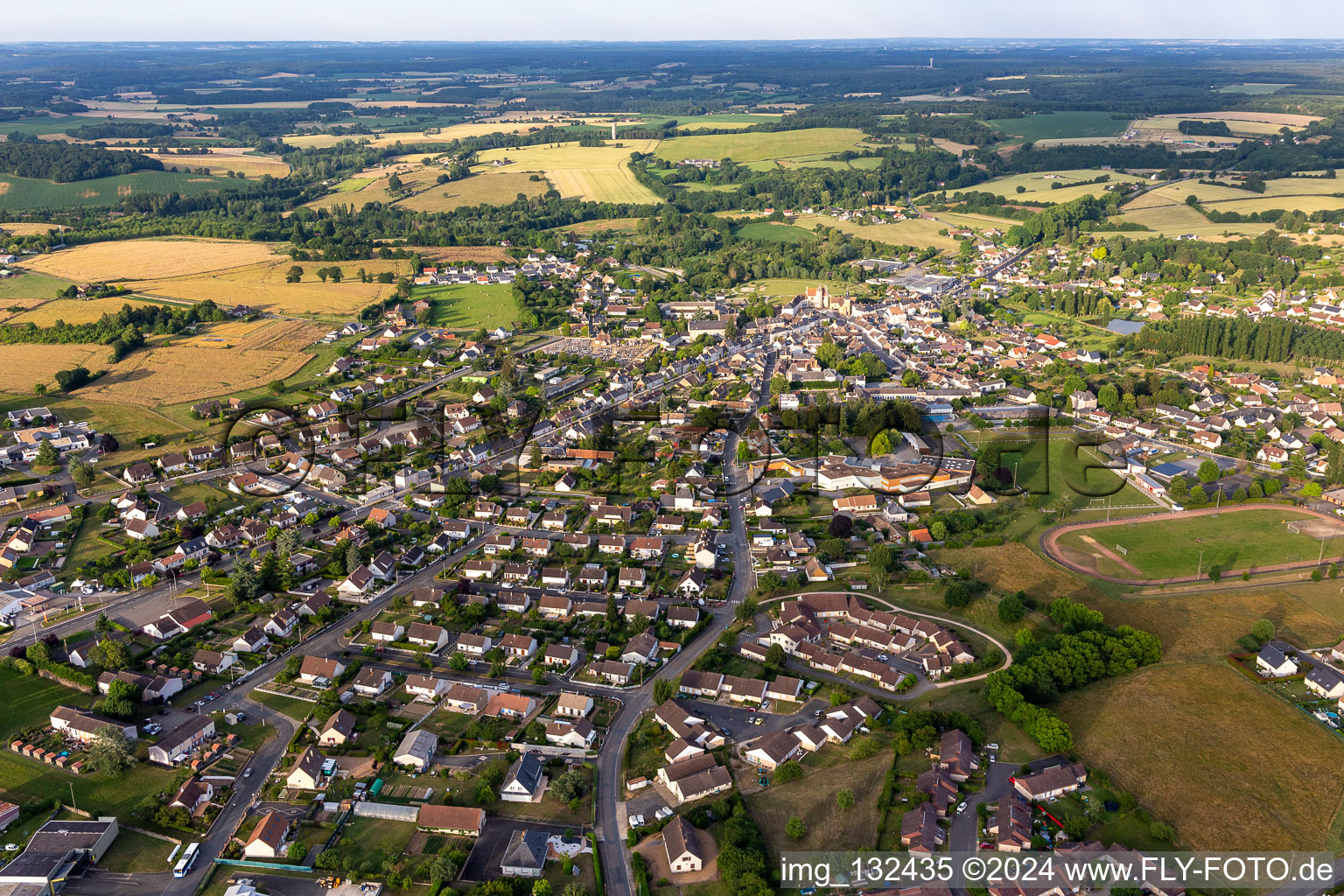 Aerial photograpy of Bouloire in the state Sarthe, France