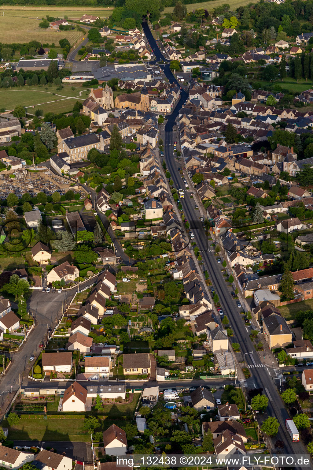 Rue Nationale in Bouloire in the state Sarthe, France