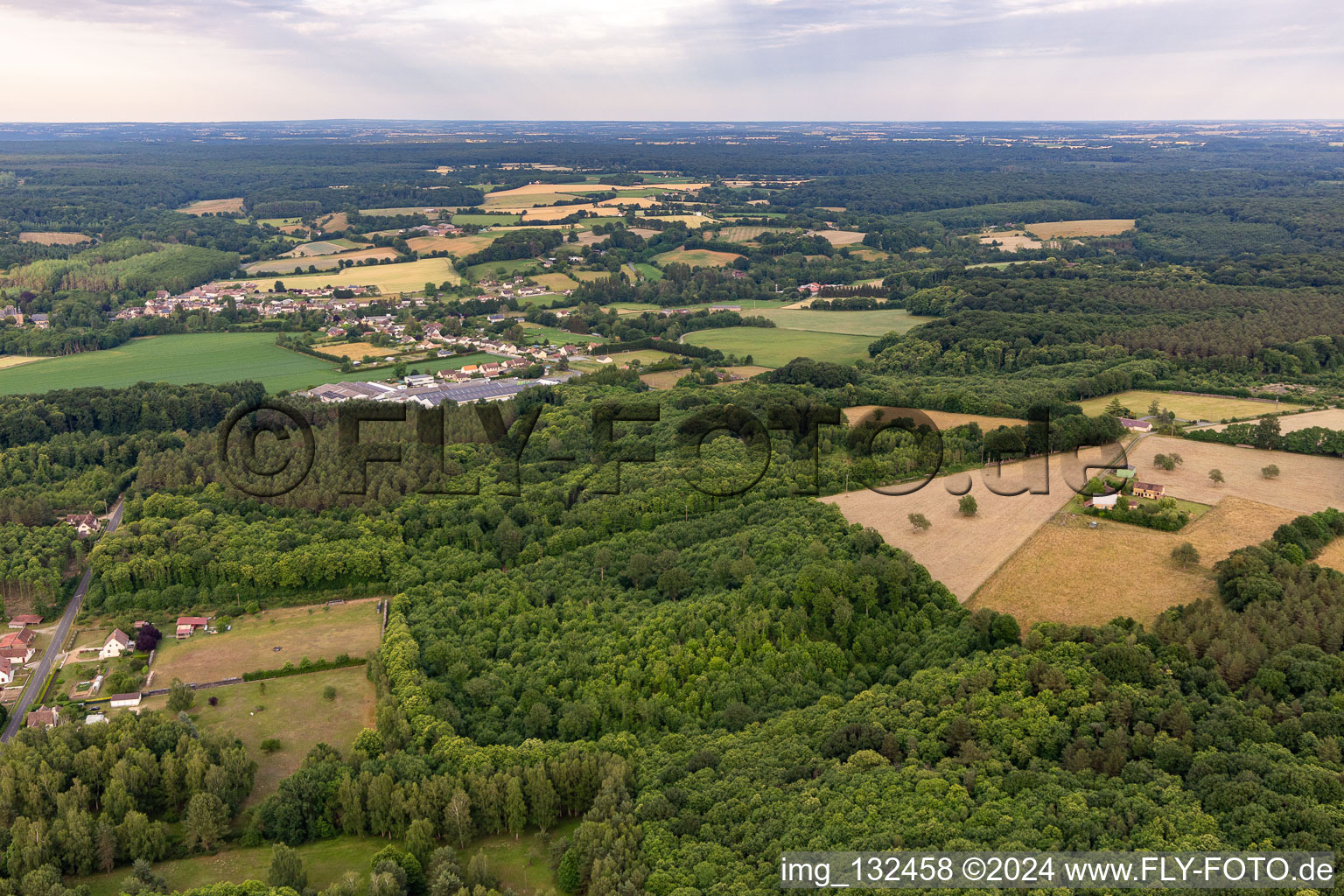 Aerial view of Dollon in the state Sarthe, France