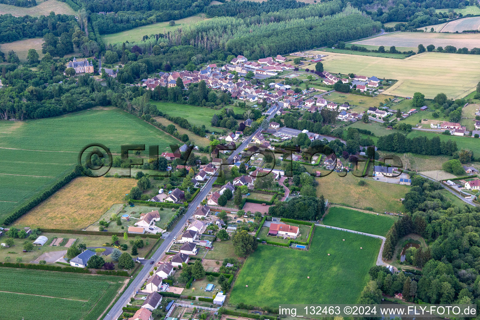 Semur-en-Vallon in the state Sarthe, France out of the air