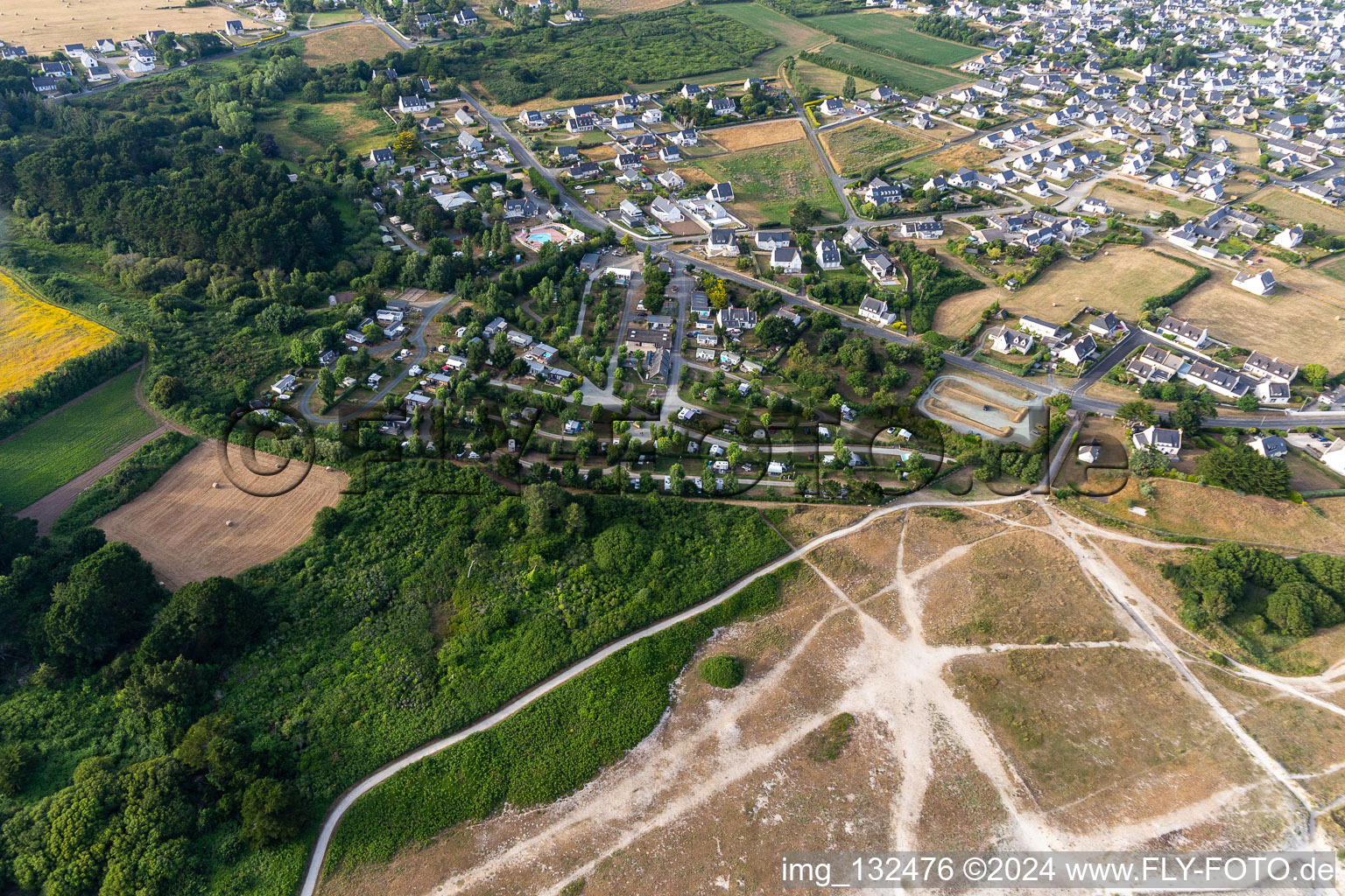 Aerial view of Camping Des Dunes in Plobannalec-Lesconil in the state Finistere, France