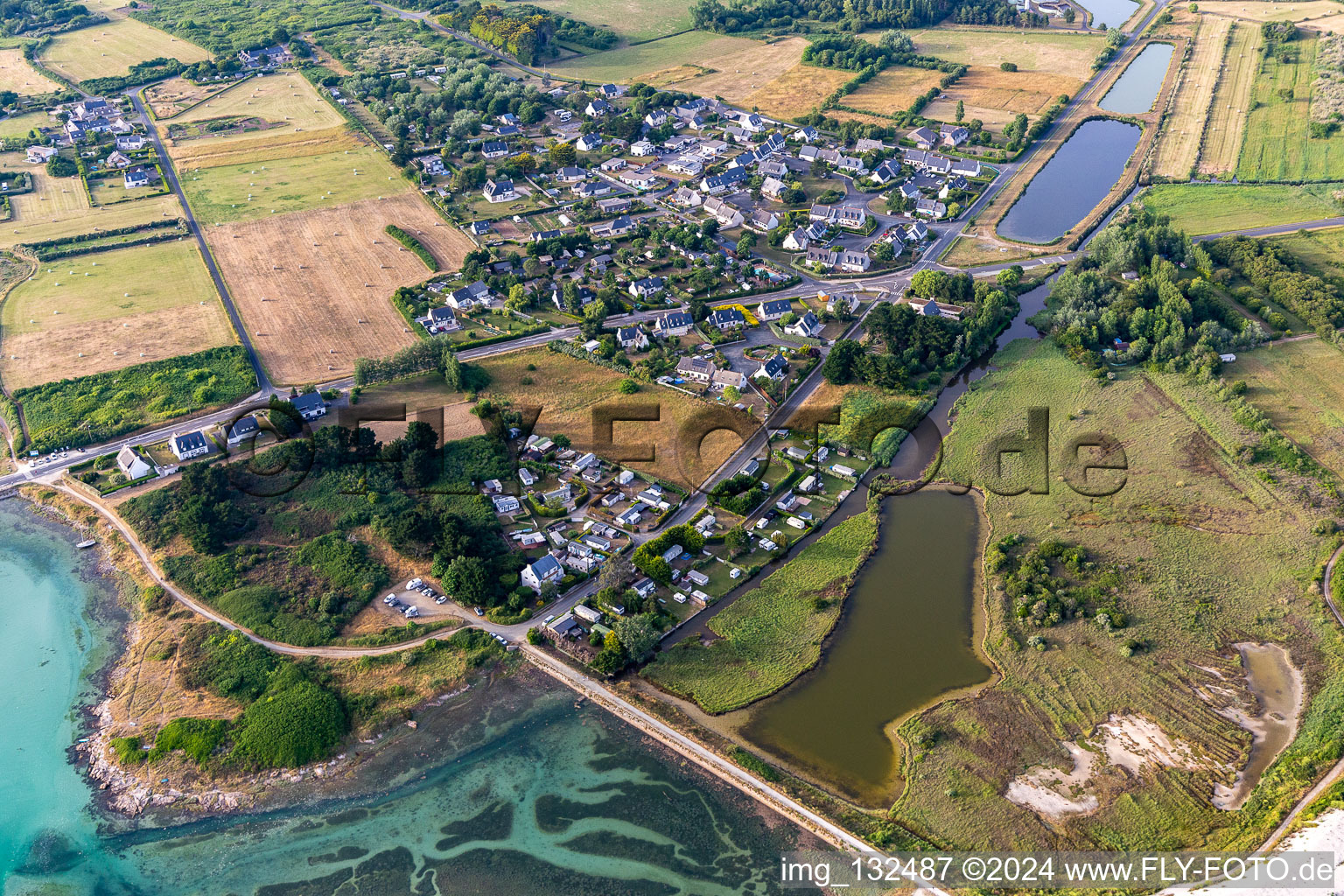 Oblique view of Plobannalec-Lesconil in the state Finistere, France