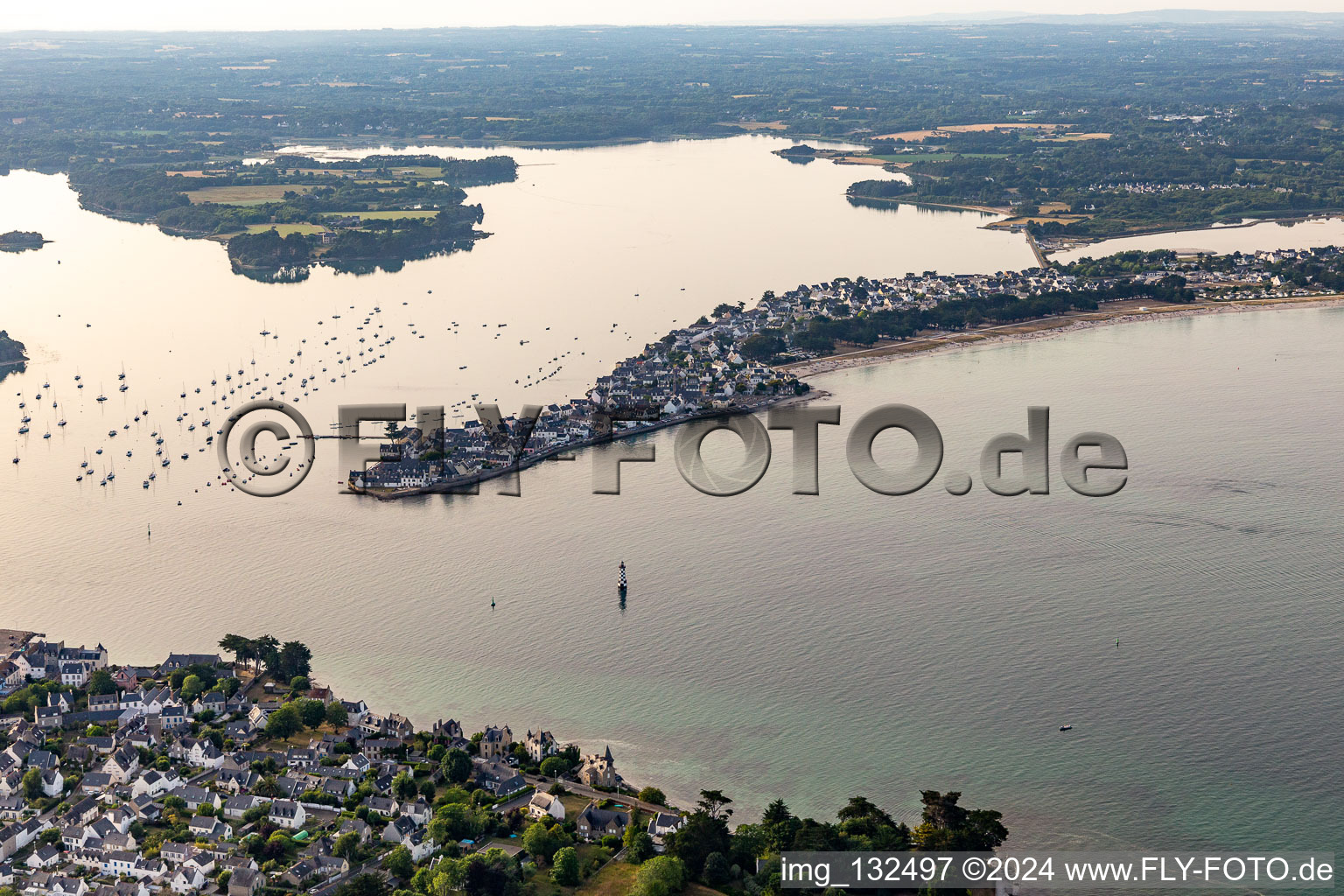 Aerial view of Île-Tudy in the state Finistere, France