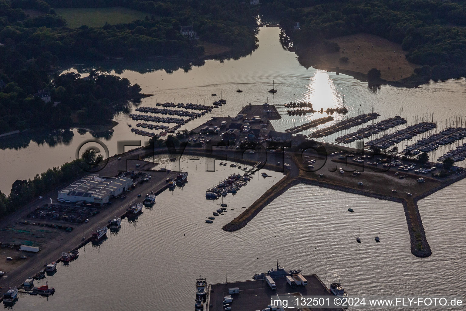 Aerial view of Marina - Port de Plaisance in Loctudy in the state Finistere, France