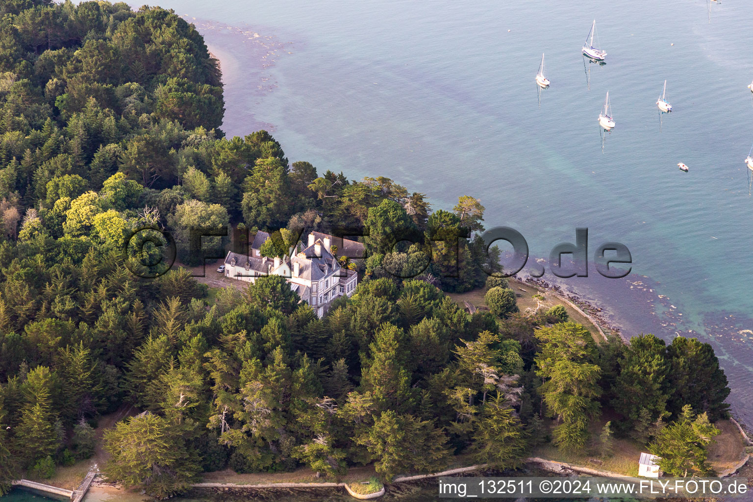 Aerial view of Garo Island in Loctudy in the state Finistere, France