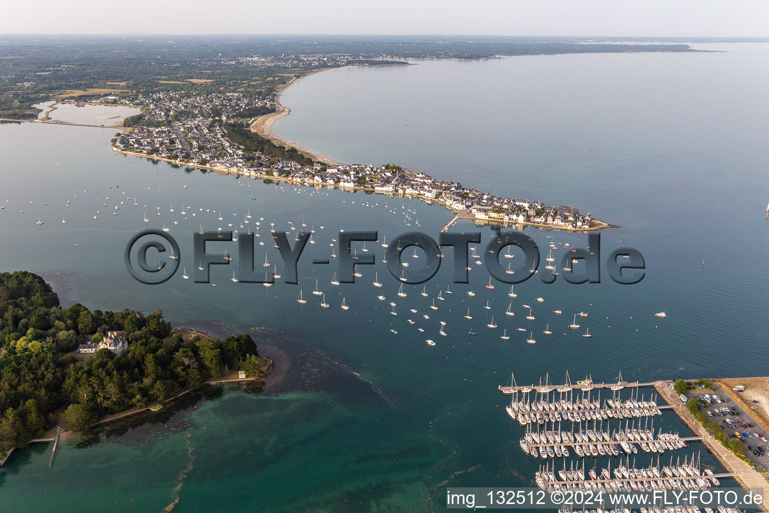 Aerial view of Half island Île-Tudy in Brittany in Île-Tudy in the state Finistere, France