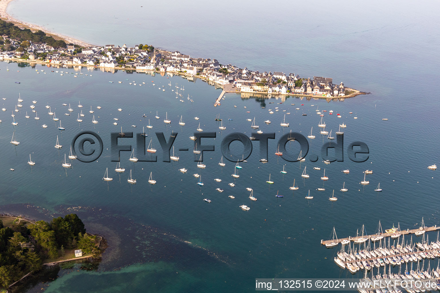 Île-Tudy in the state Finistere, France from above