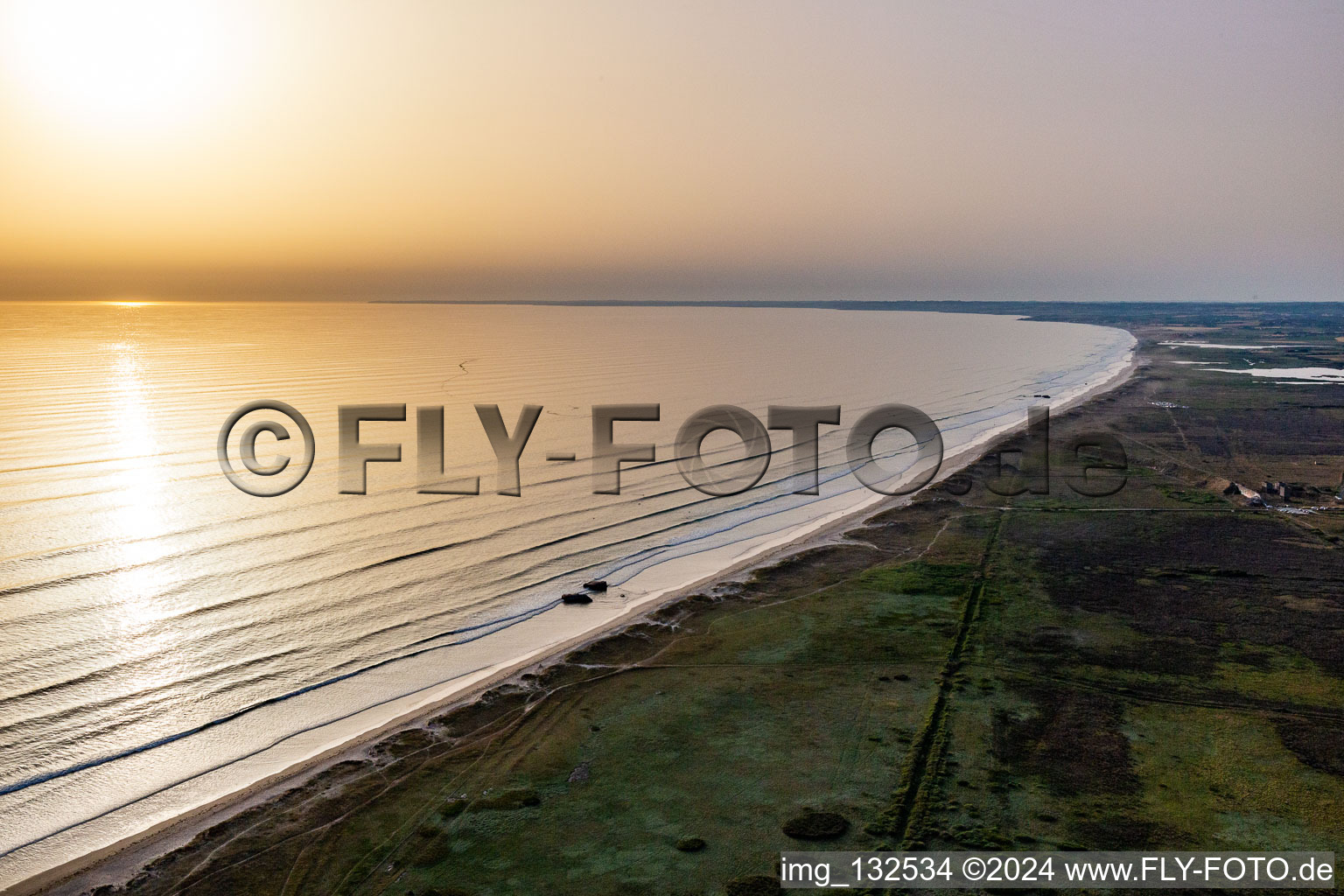 Aerial view of TREGUENNEC Beach in Tréguennec in the state Finistere, France