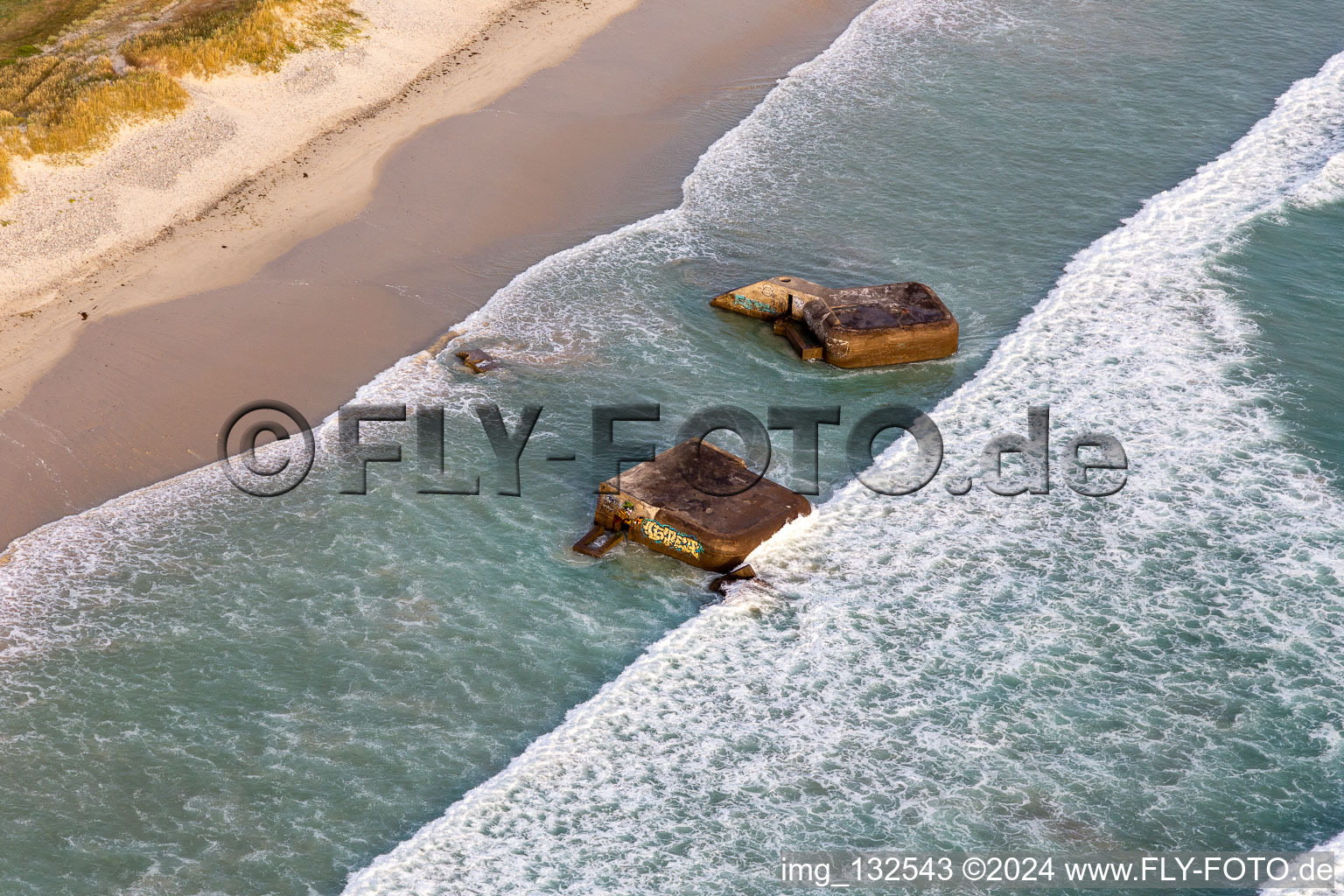 Old bunkers at Plage de Kermabec in Tréguennec in the state Finistere, France