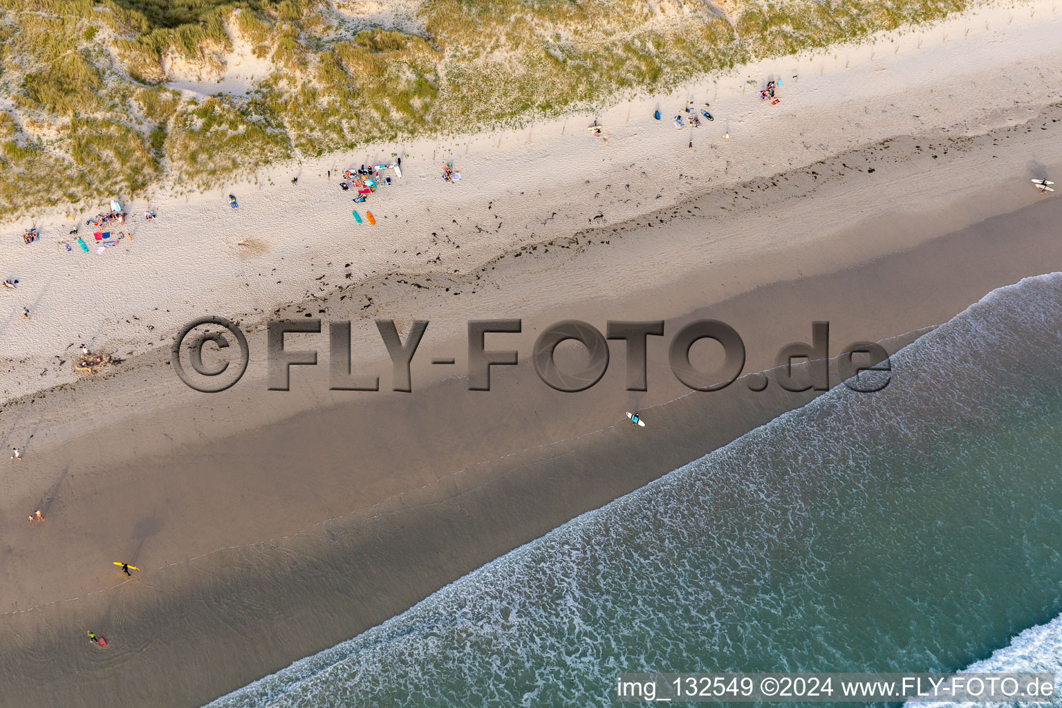 Oblique view of Tronoën Beach in Saint-Jean-Trolimon in the state Finistere, France