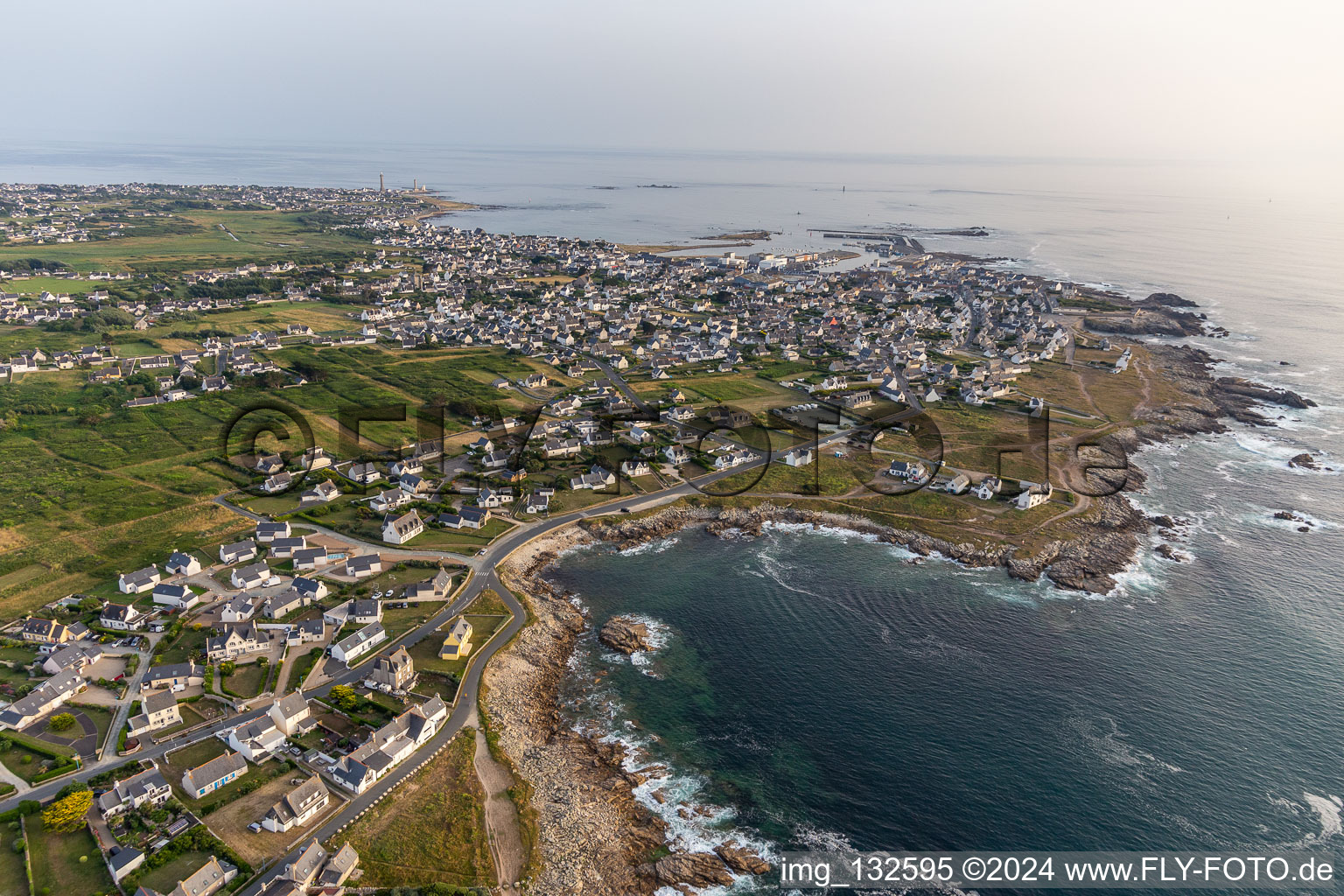 Aerial view of District St-Guenole-St Pierre in Penmarch in the state Finistere, France