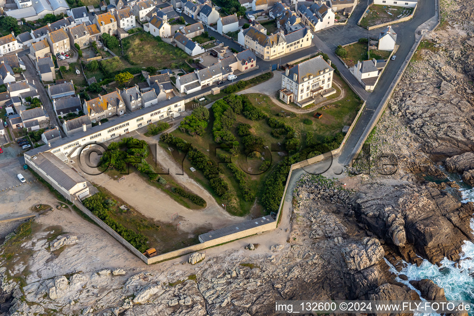 Aerial view of Hotel at La Roche du Préfet in the district St-Guenole-St Pierre in Penmarch in the state Finistere, France