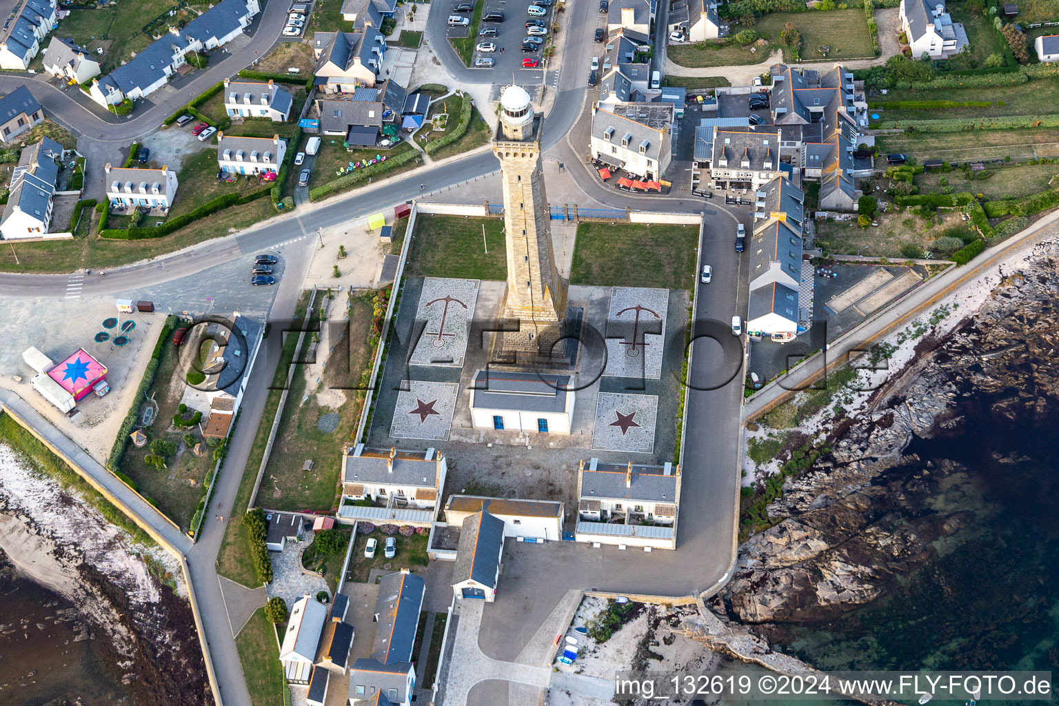 Aerial photograpy of Eckmühl Lighthouse in Penmarch in the state Finistere, France