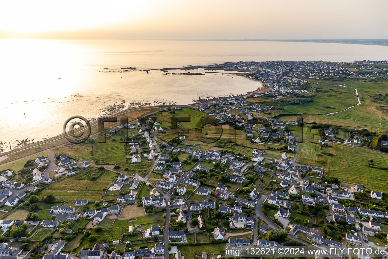 District St-Guenole-St Pierre in Penmarch in the state Finistere, France from above