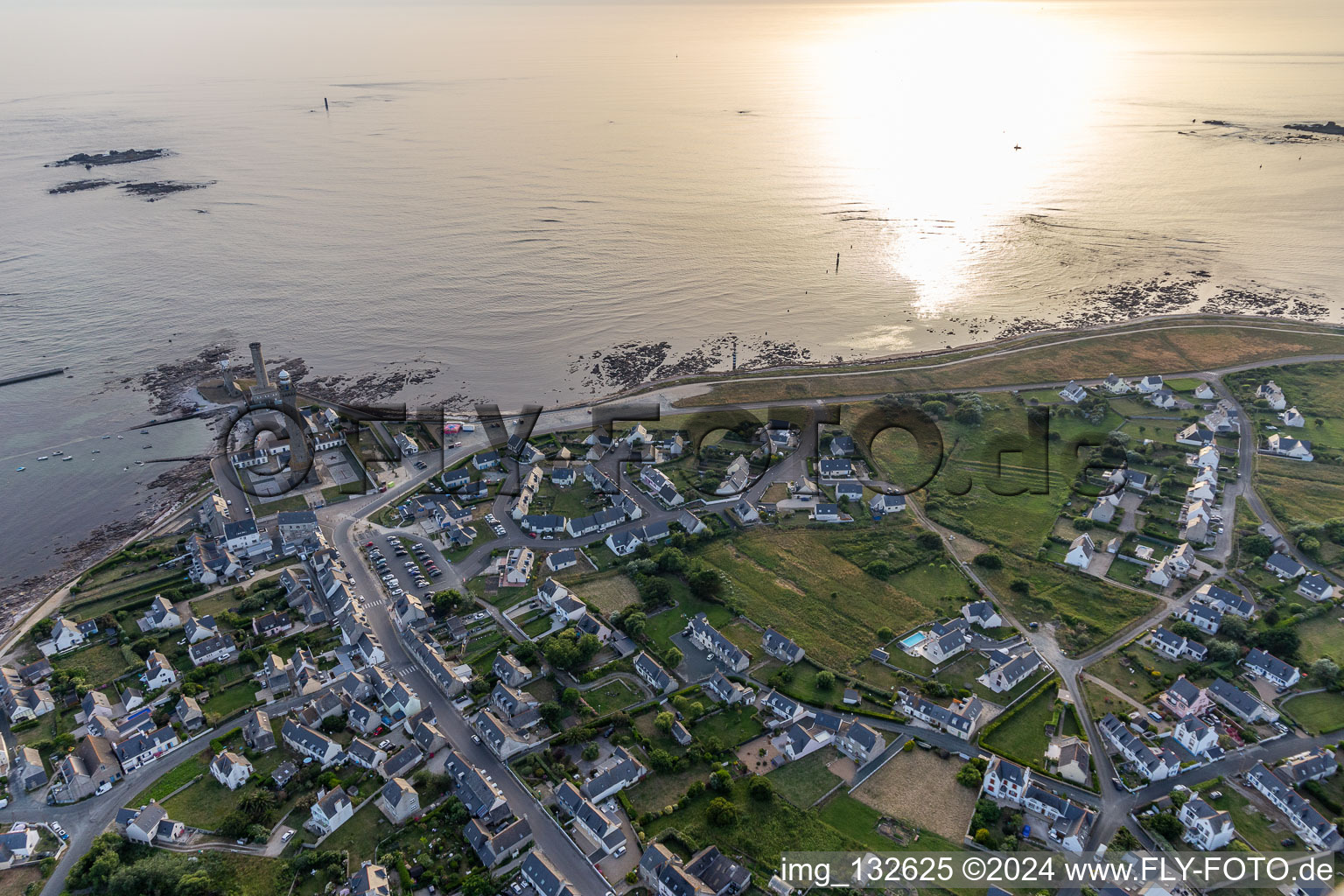 District St-Guenole-St Pierre in Penmarch in the state Finistere, France seen from above