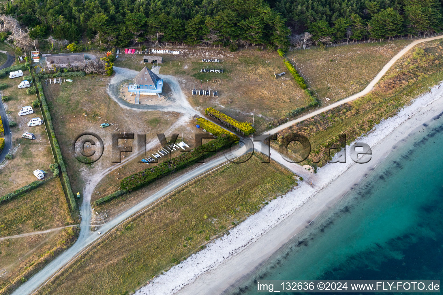 Aerial photograpy of Camping Municipal Toul Ar Ster in the district Penmarc'h-Kerity in Penmarch in the state Finistere, France