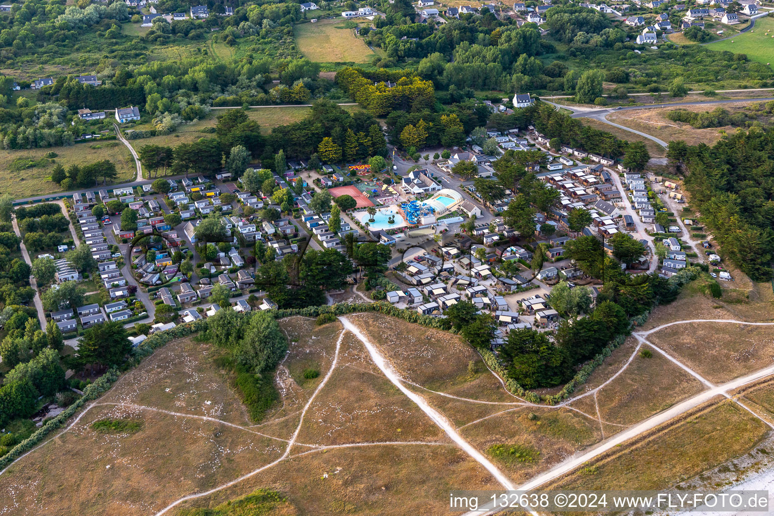 Aerial view of Campings Anwb, Yelloh village Camping La Plage in the district Penmarc'h-Kerity in Penmarch in the state Finistere, France