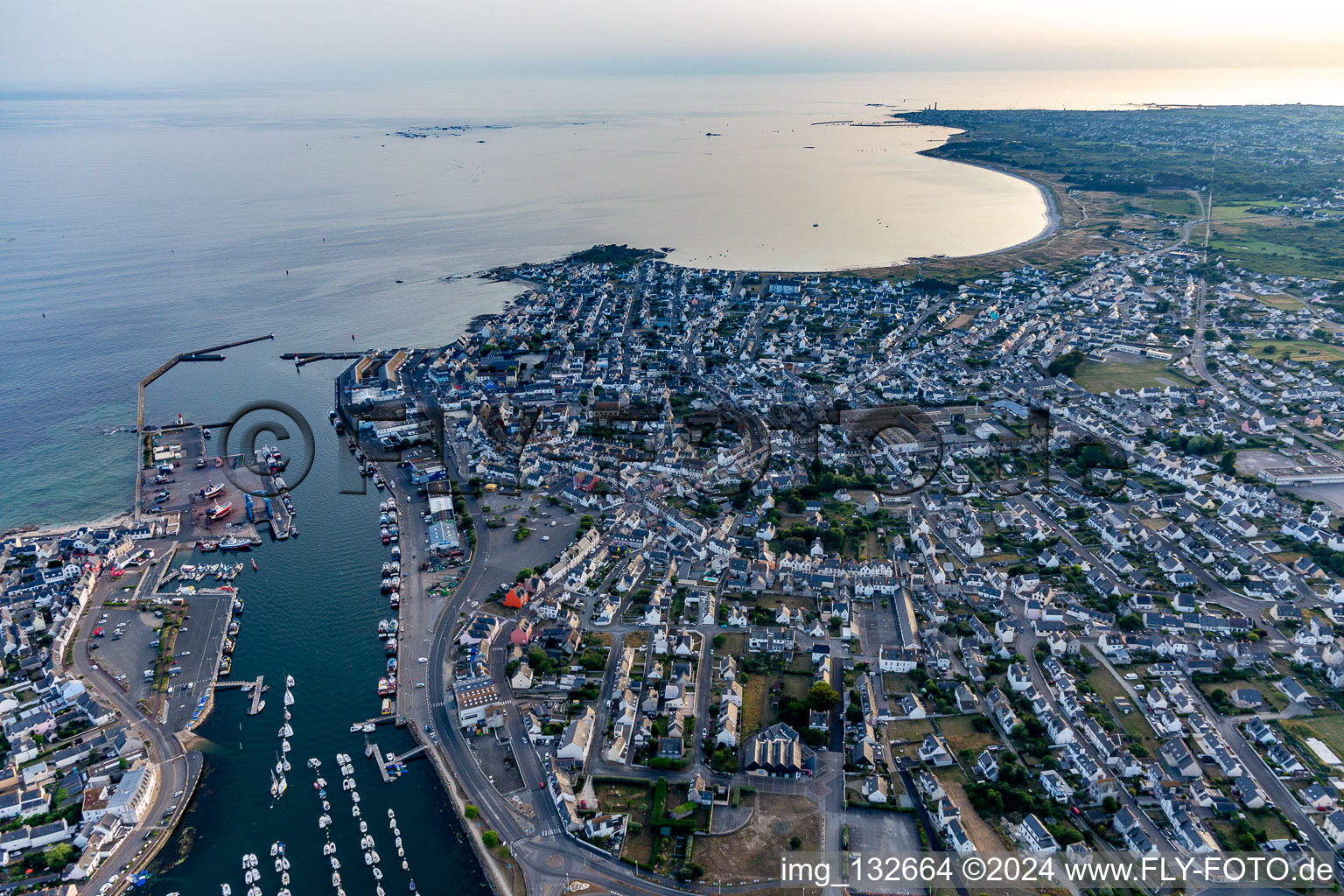 Oblique view of Guilvinec in the state Finistere, France