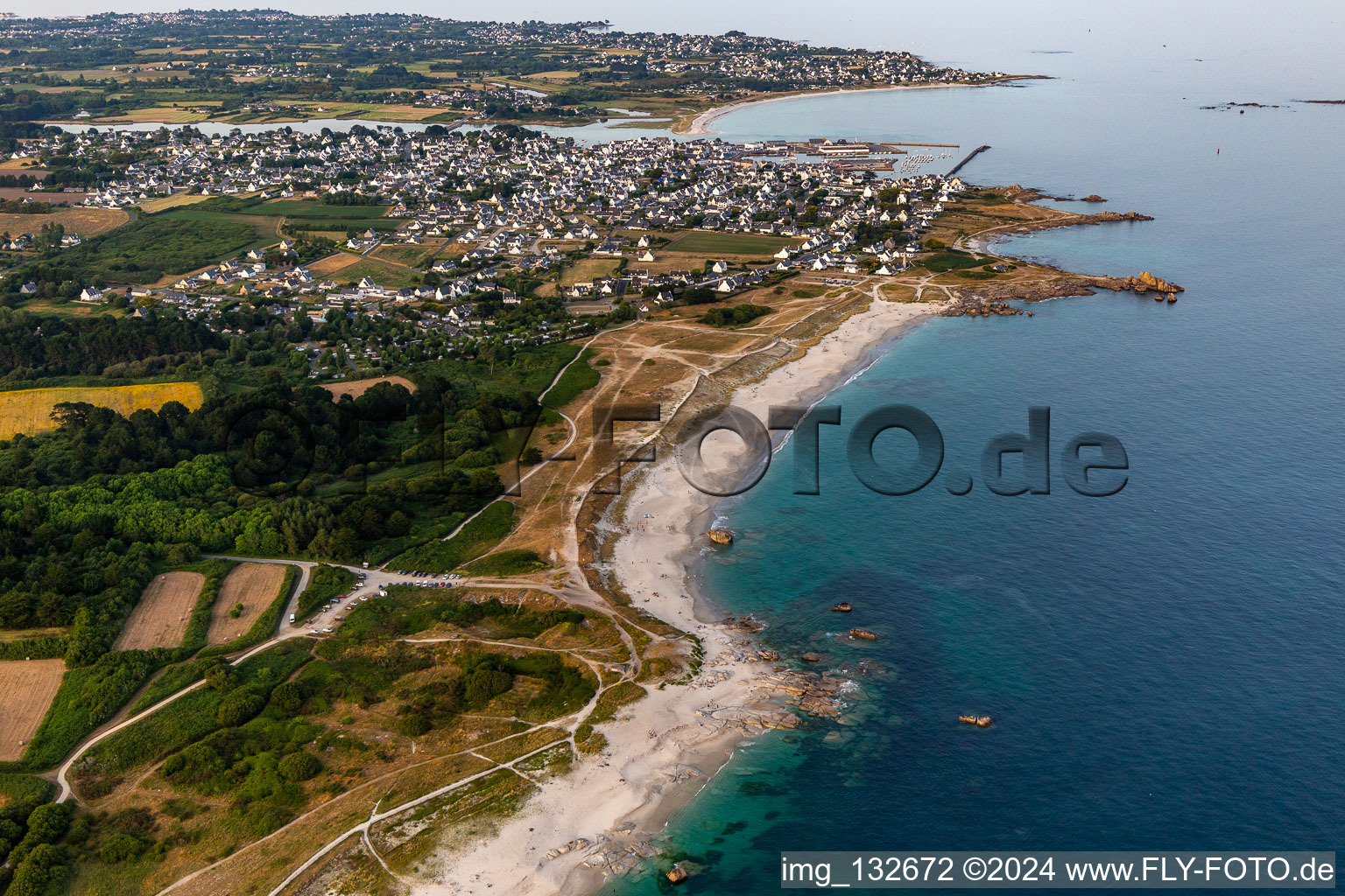 Aerial photograpy of Kersauz Beach in Treffiagat in the state Finistere, France