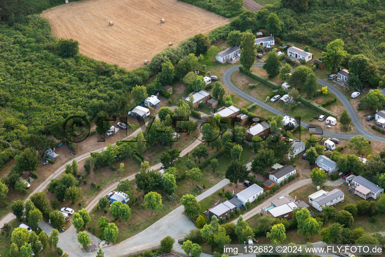 Aerial photograpy of Camping Des Dunes in Treffiagat in the state Finistere, France