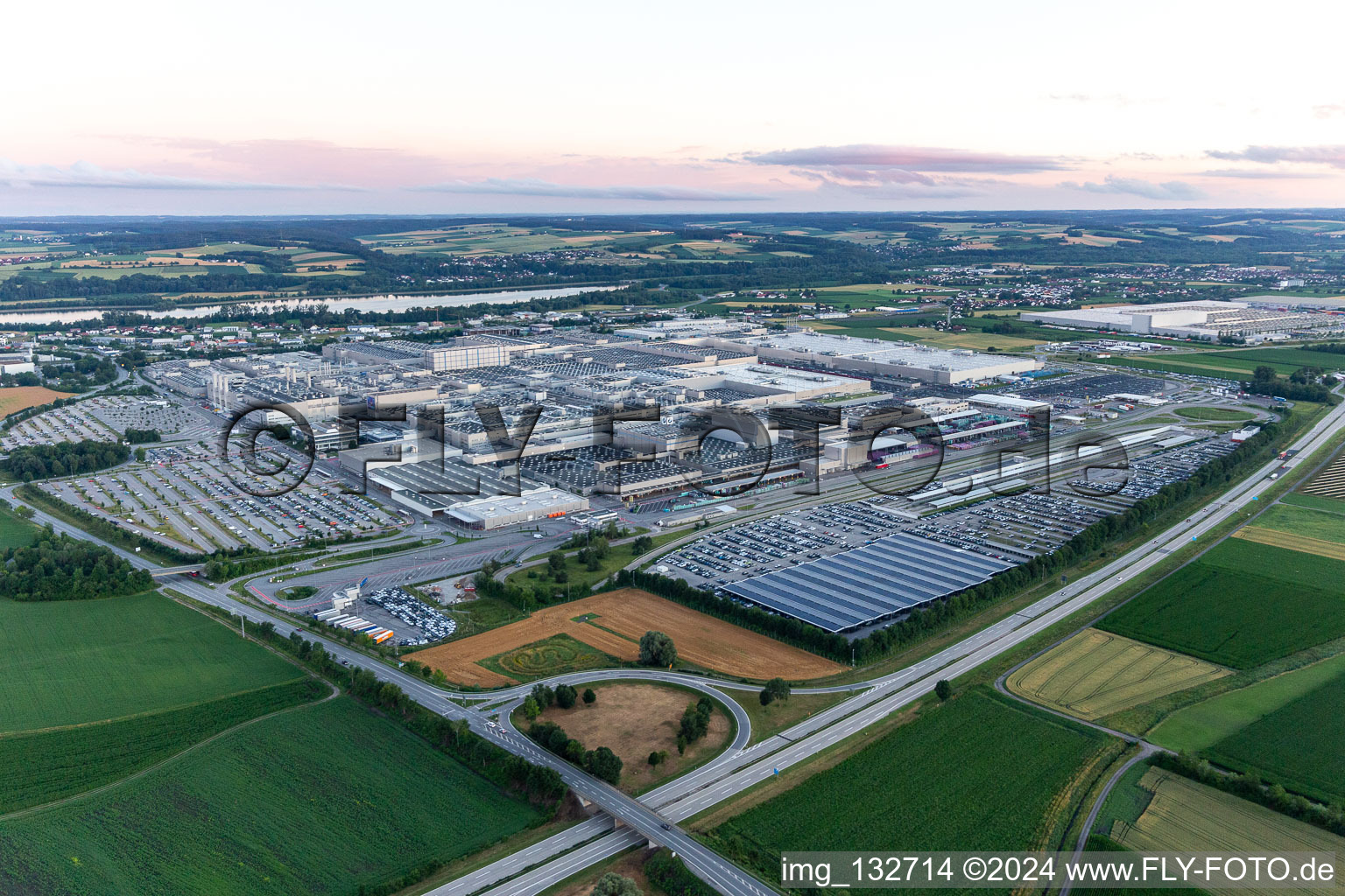 Aerial photograpy of BMW Plant 2.40 in the district Höfen in Dingolfing in the state Bavaria, Germany