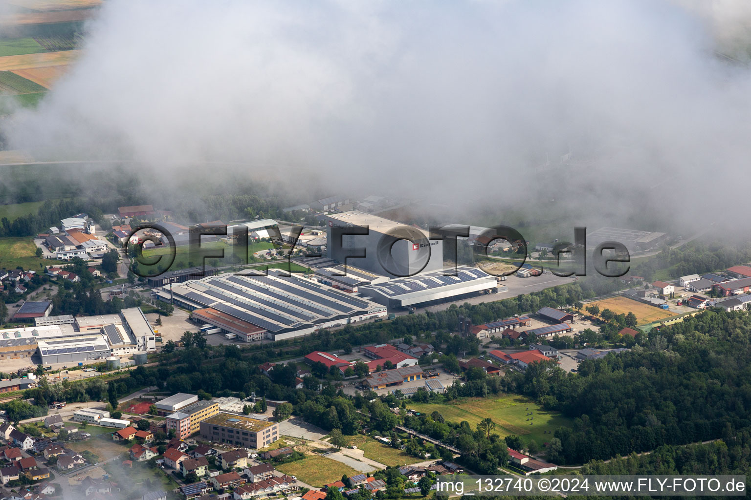 Aerial view of Einhell Germany AG in Landau an der Isar in the state Bavaria, Germany