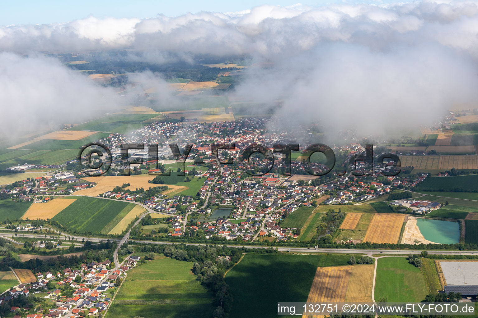 Aerial photograpy of Pilsting in the state Bavaria, Germany