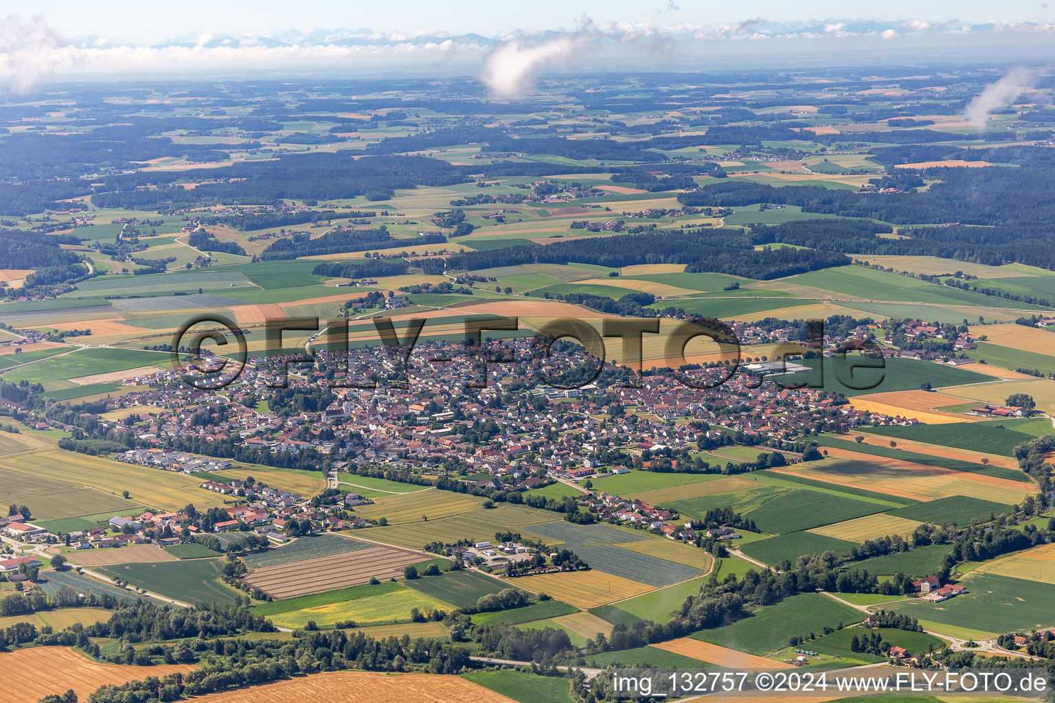 Aerial view of Reisbach in the state Bavaria, Germany