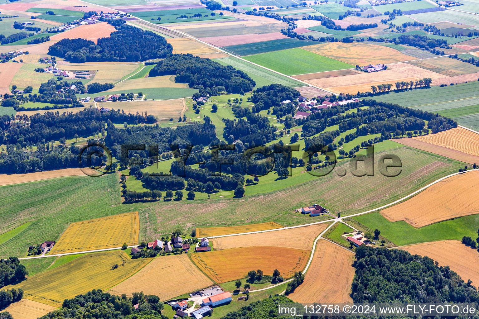 Aerial view of Golf Club Schlossberg eV in the district Altersberg in Reisbach in the state Bavaria, Germany