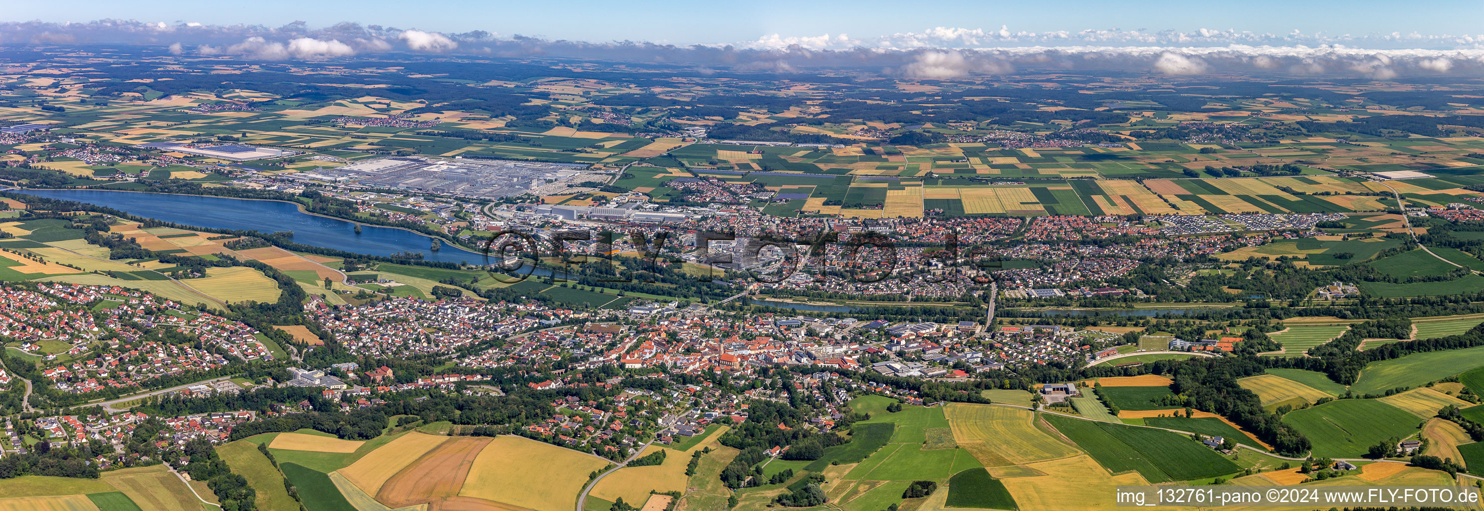 District Höll in Dingolfing in the state Bavaria, Germany from above