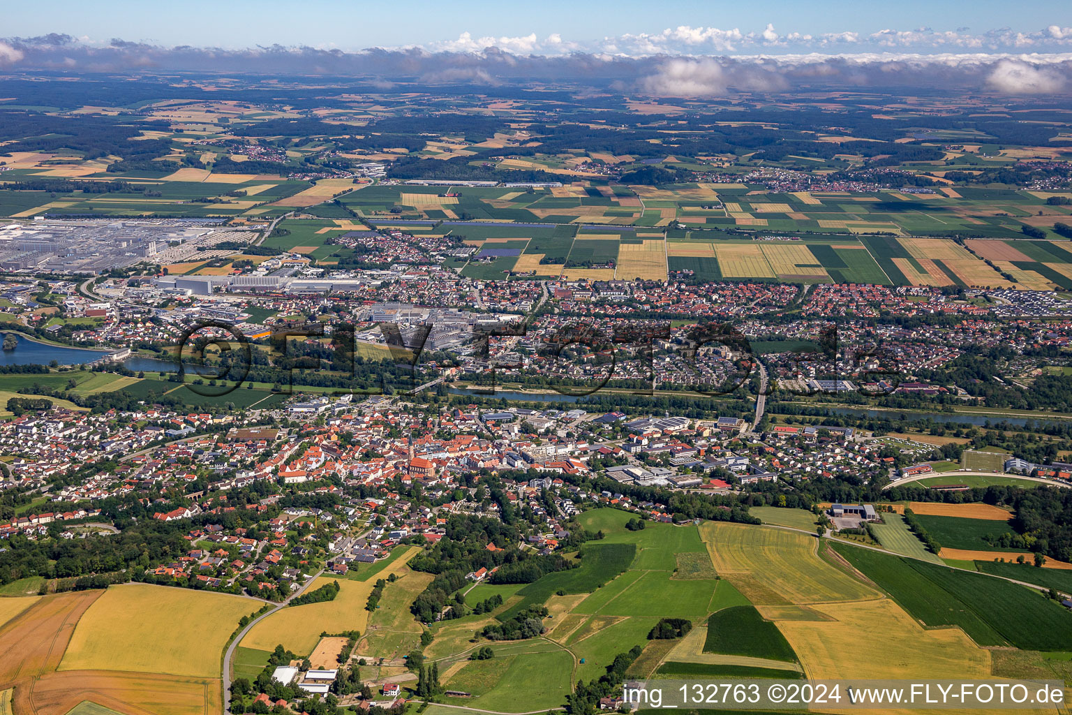 Aerial photograpy of Dingolfing in the state Bavaria, Germany