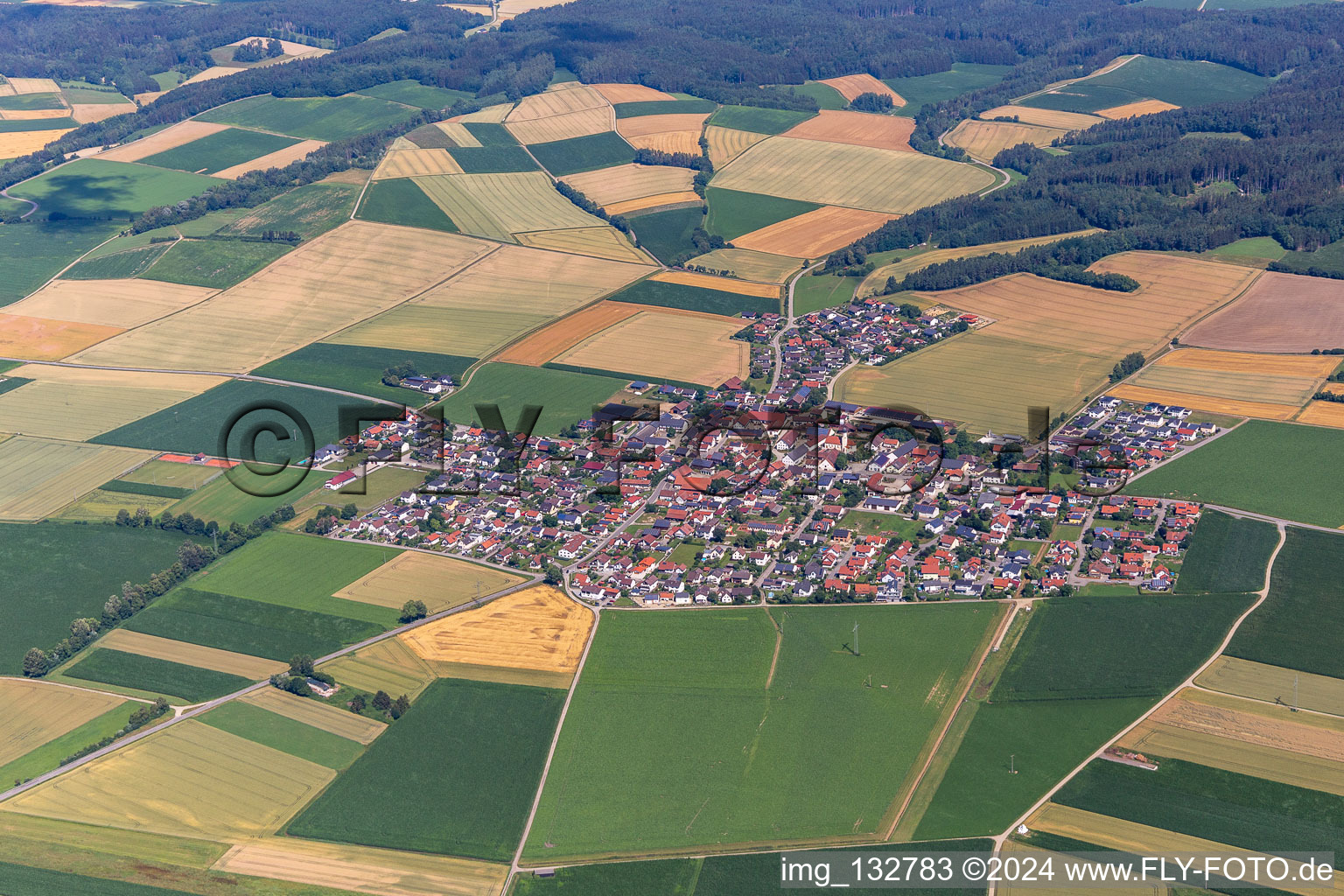 Aerial photograpy of District Dornwang in Moosthenning in the state Bavaria, Germany