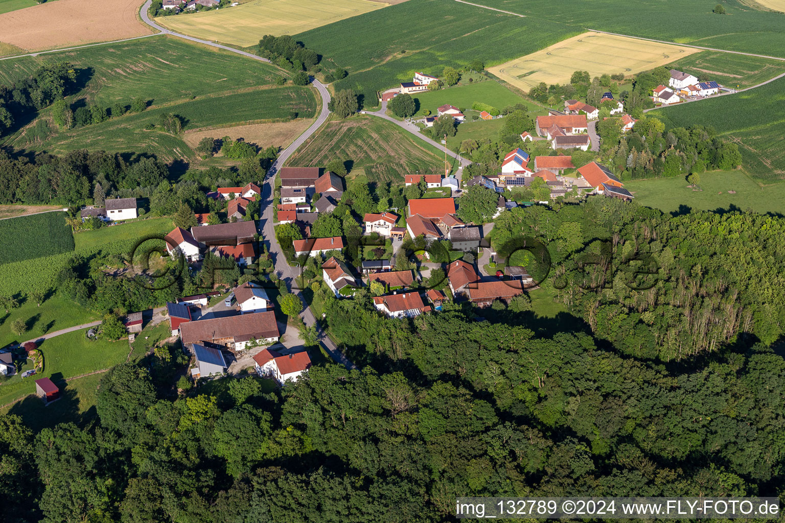 Aerial view of District Pilberskofen in Mamming in the state Bavaria, Germany