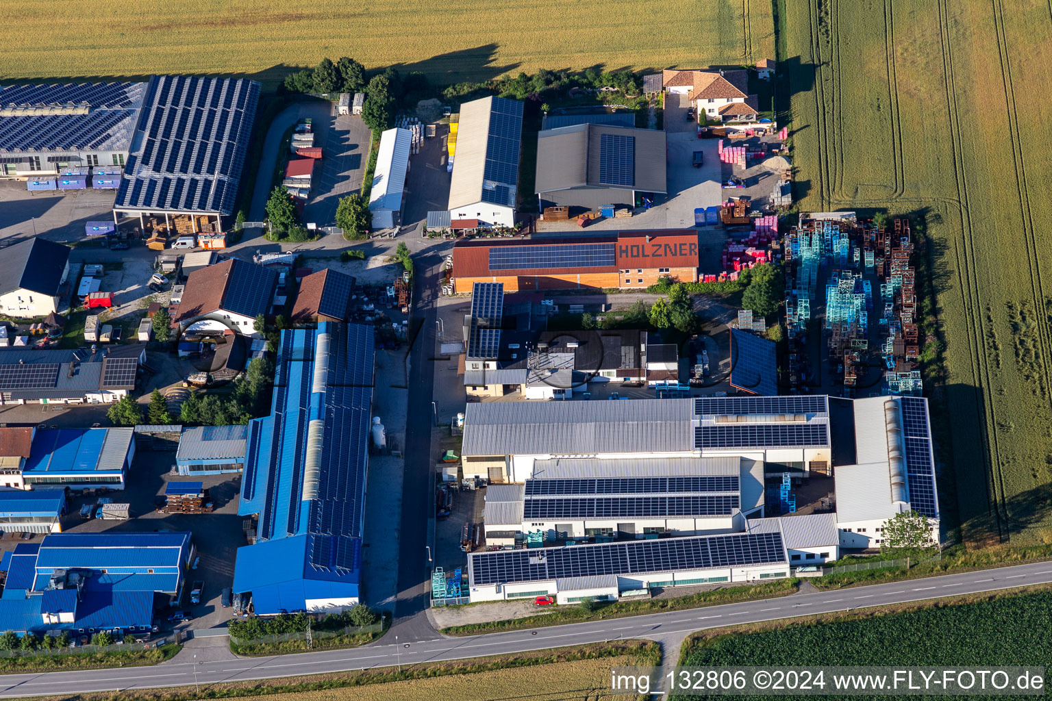 Schreinerstraße commercial area with Voggenreiter GmbH and Lohr GmbH in the district Niederreisbach in Reisbach in the state Bavaria, Germany