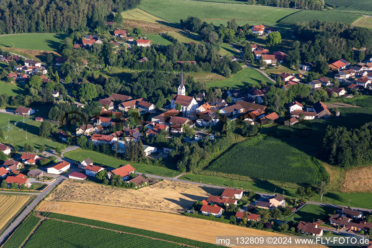 Aerial view of District Ruhstorf in Simbach in the state Bavaria, Germany