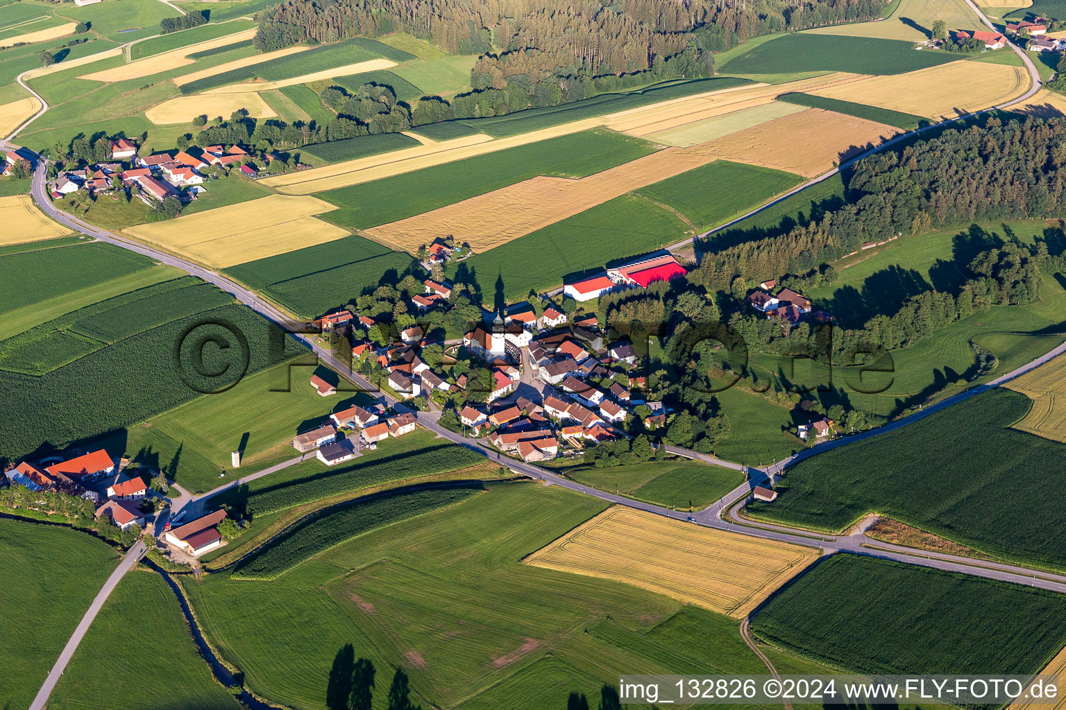 Aerial view of District Jägerndorf in Arnstorf in the state Bavaria, Germany