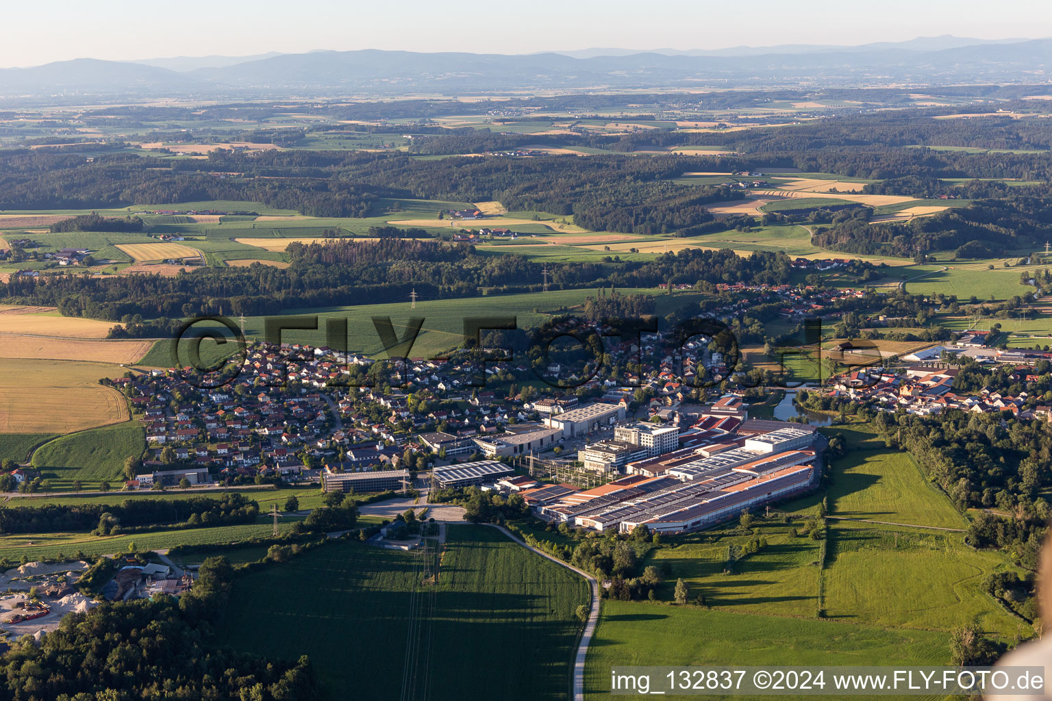 Aerial view of Arnstorf in the state Bavaria, Germany