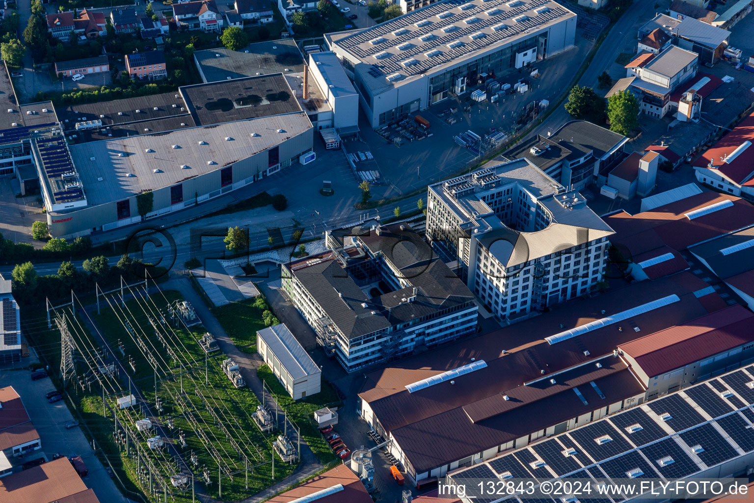 Aerial view of Lindner Group in Arnstorf in the state Bavaria, Germany