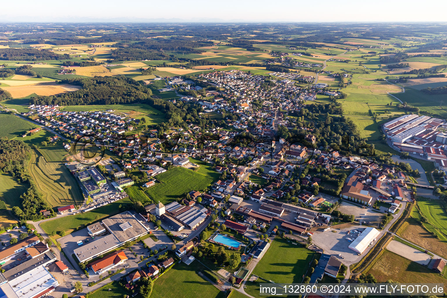 Arnstorf in the state Bavaria, Germany seen from above