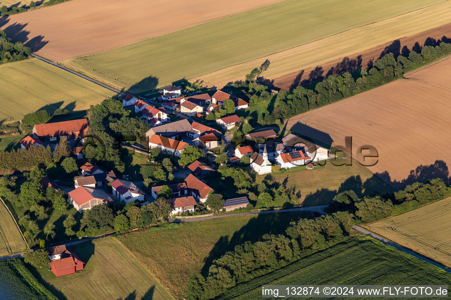 Aerial view of District Münchsdorf in Roßbach in the state Bavaria, Germany