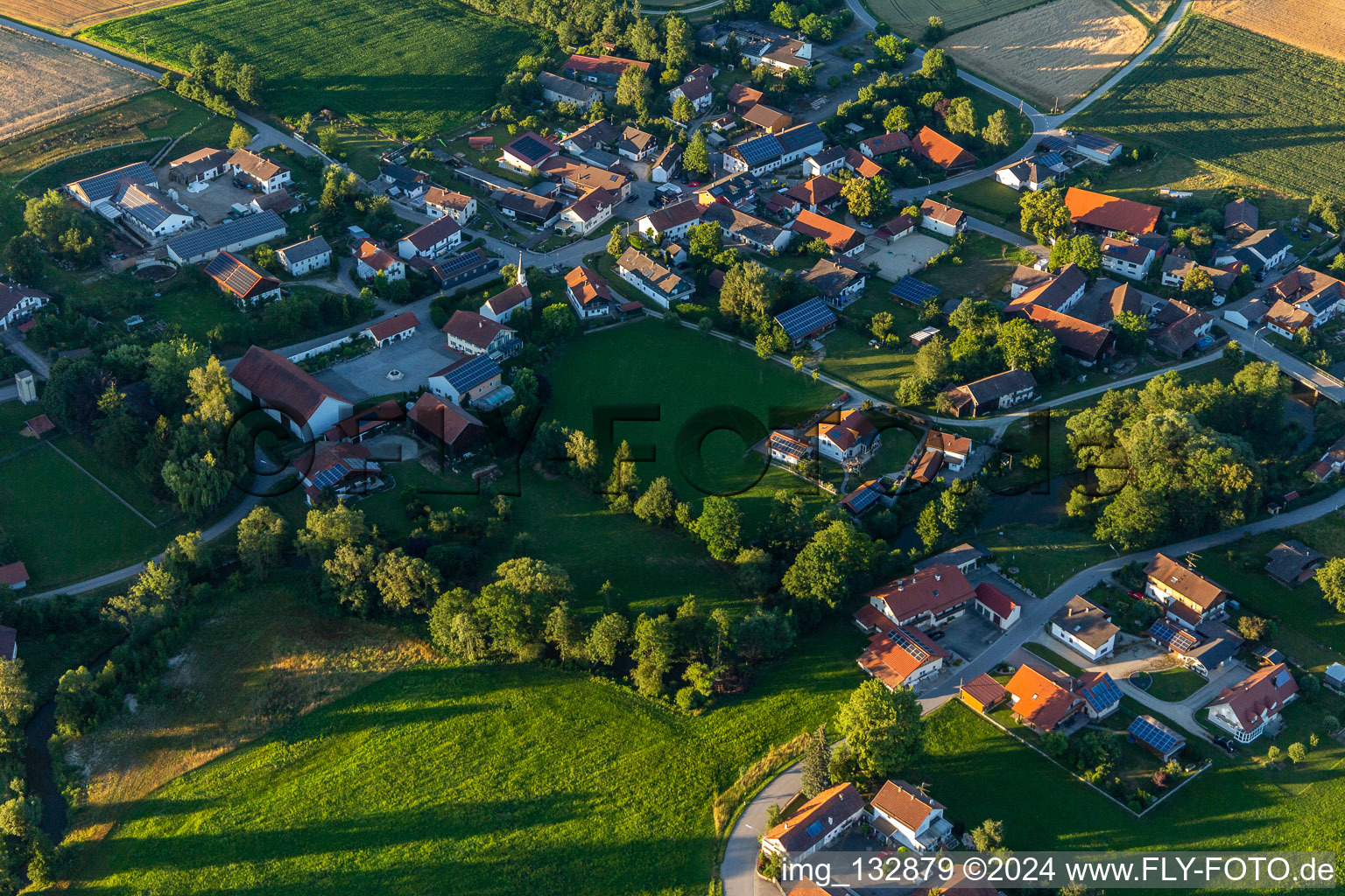 Aerial view of District Schmiedorf in Roßbach in the state Bavaria, Germany